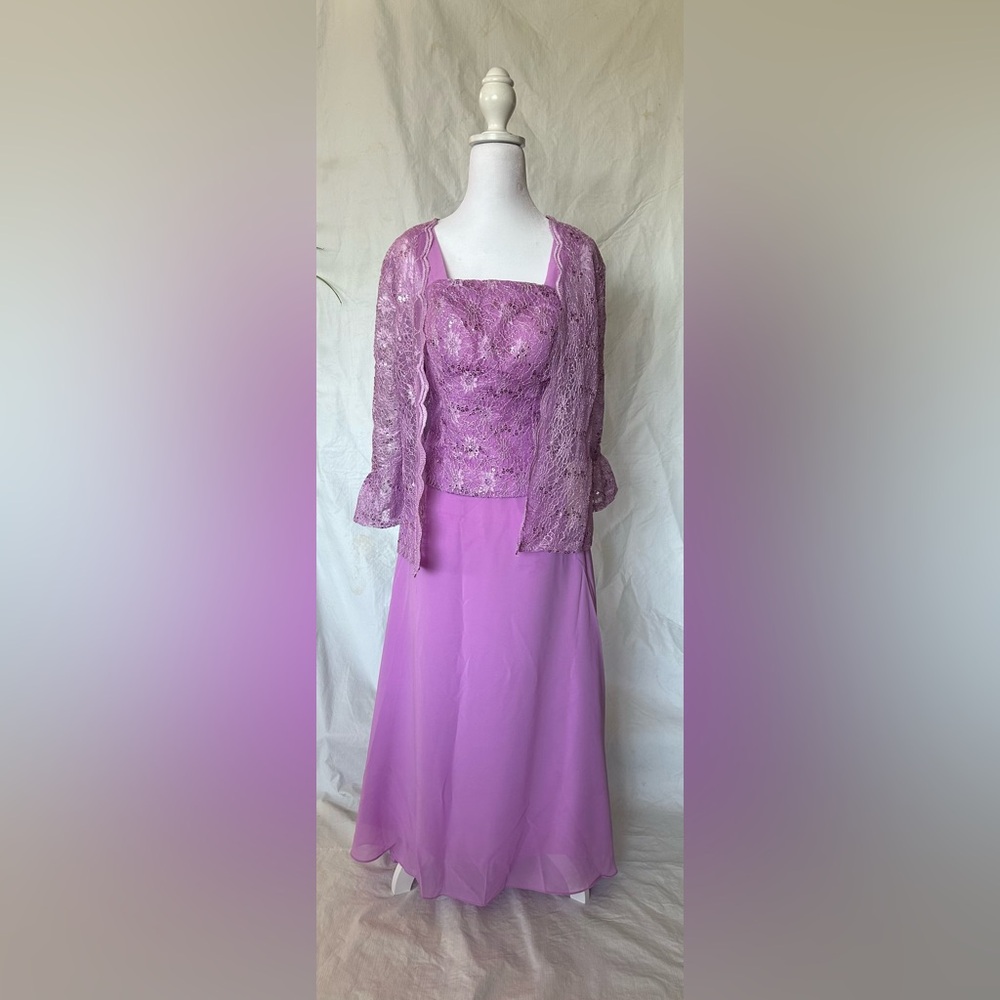 Mother of the Bride dress, chiffon lace, formal with jacket